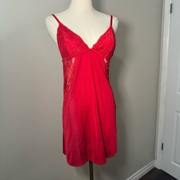 La Senza red satin lace cut out detail slip dress S - Picture 2 of 6